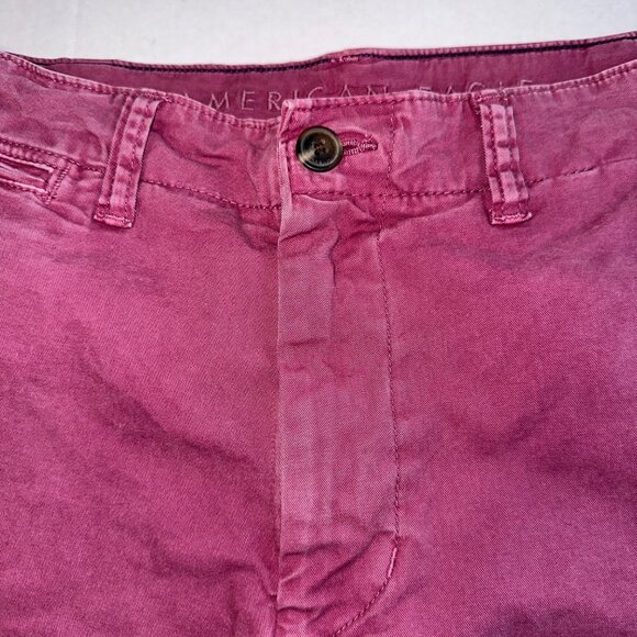 American Eagle Maroon Next‎ Level Flext Classic Chino Shorts w Pockets Mens 33 - Picture 3 of 12